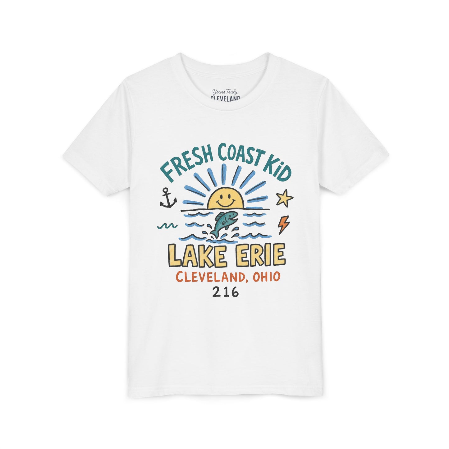 Fresh Coast Kid Youth Tee — Lake Erie Cleveland 216 Kids Graphic Shirt