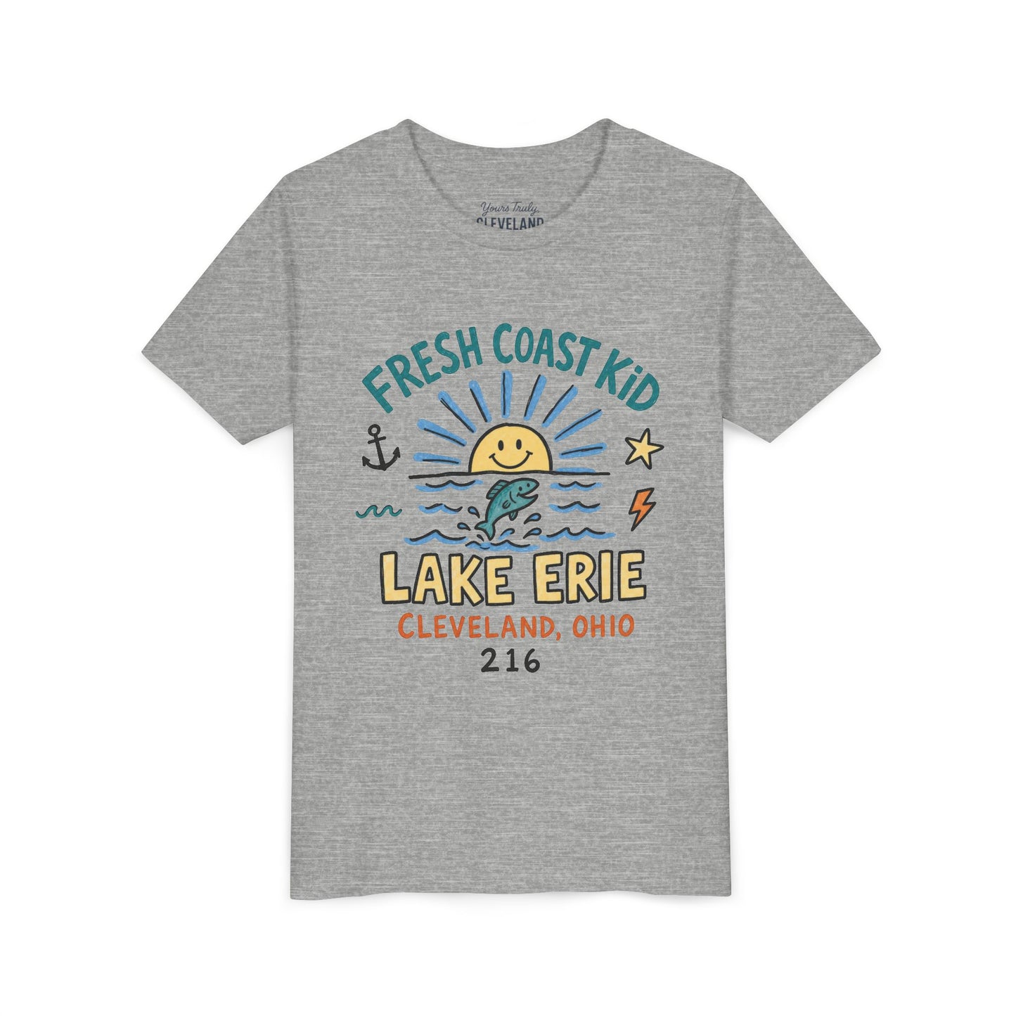 Fresh Coast Kid Youth Tee — Lake Erie Cleveland 216 Kids Graphic Shirt