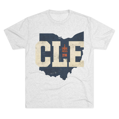 Cleveland CLE Ohio State Outline Tri-Blend Tee — Cleveland Ohio outline graphic tee