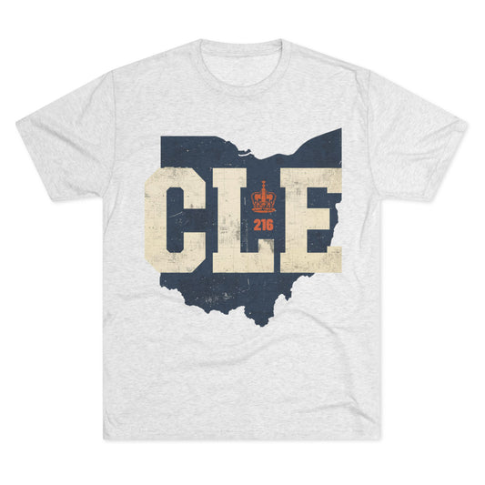 Cleveland CLE Ohio State Outline Tri-Blend Tee — Cleveland Ohio outline graphic tee