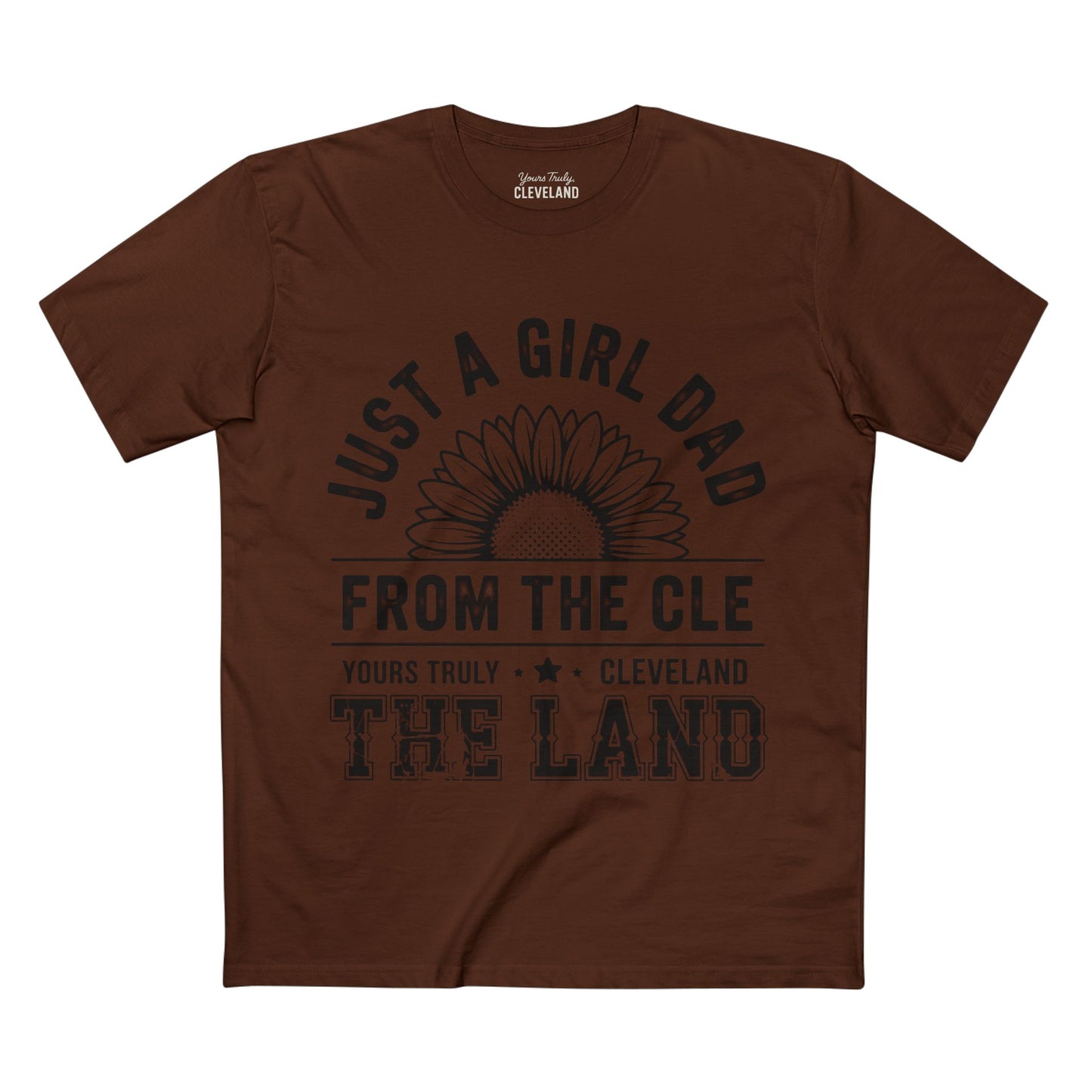 Just a Girl Dad From the CLE T‑Shirt — Cleveland 'The Land' Sunflower Dad Tee
