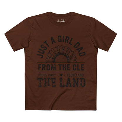 Just a Girl Dad From the CLE T‑Shirt — Cleveland 'The Land' Sunflower Dad Tee