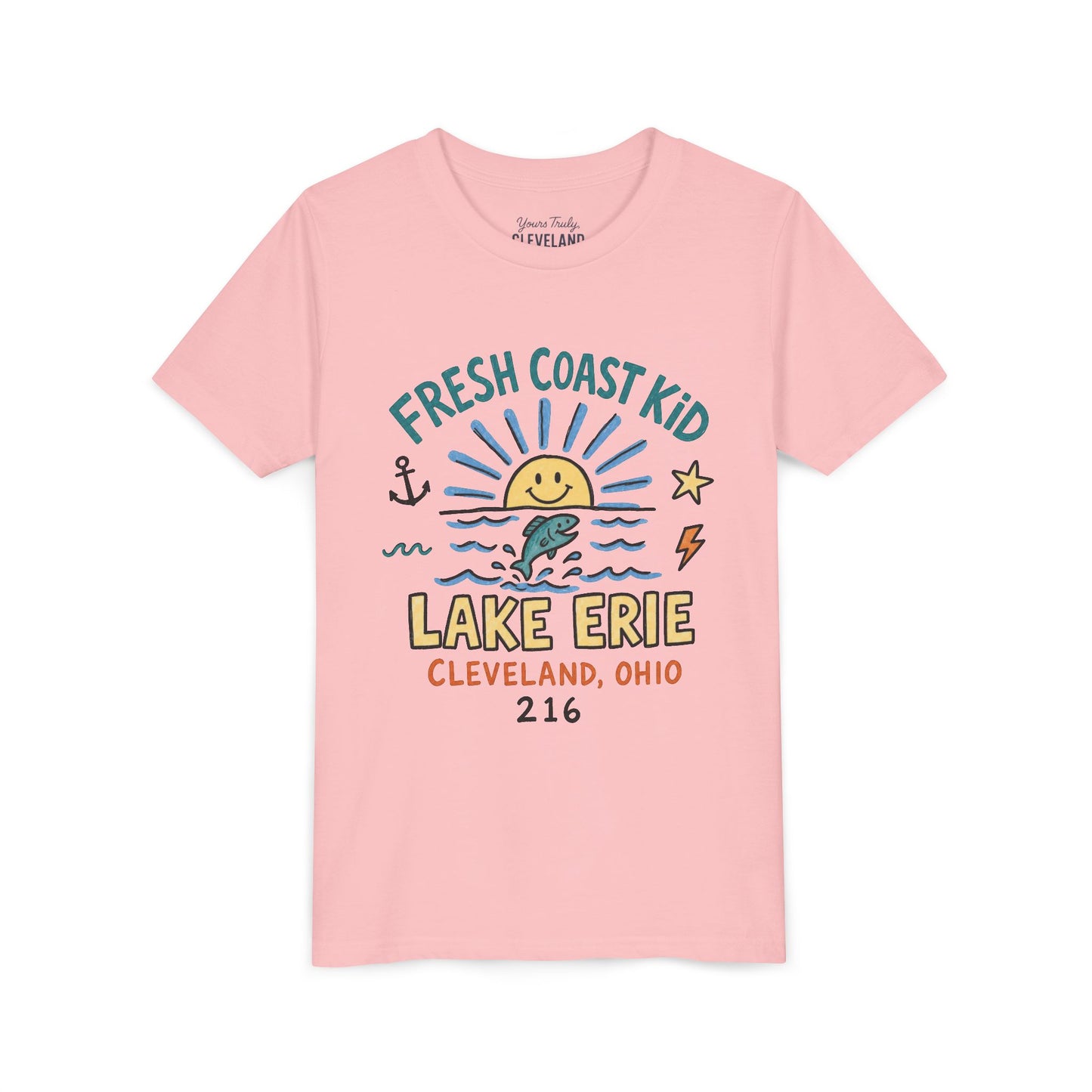 Fresh Coast Kid Youth Tee — Lake Erie Cleveland 216 Kids Graphic Shirt