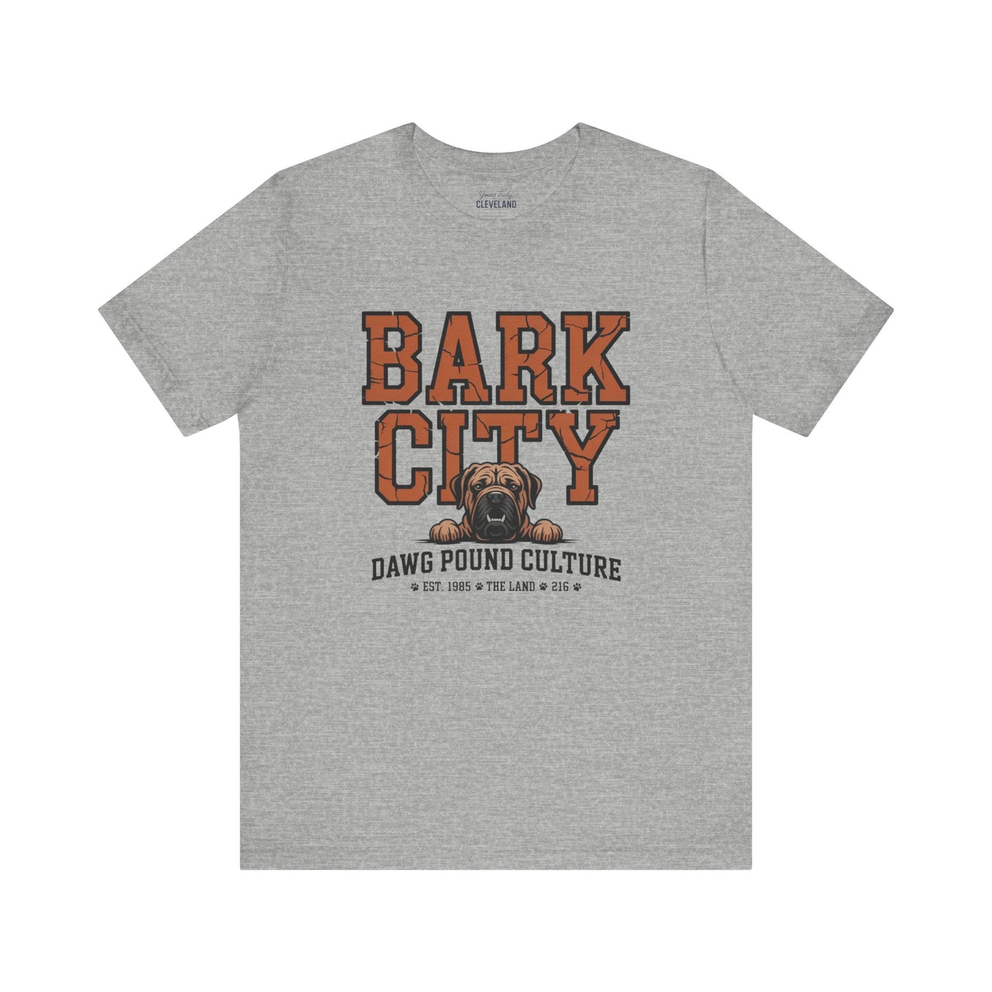 Dawg Pound Bark City Tee — Yours Truly Cleveland Football Script T-Shirt