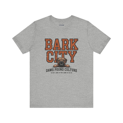 Dawg Pound Bark City Tee — Yours Truly Cleveland Football Script T-Shirt