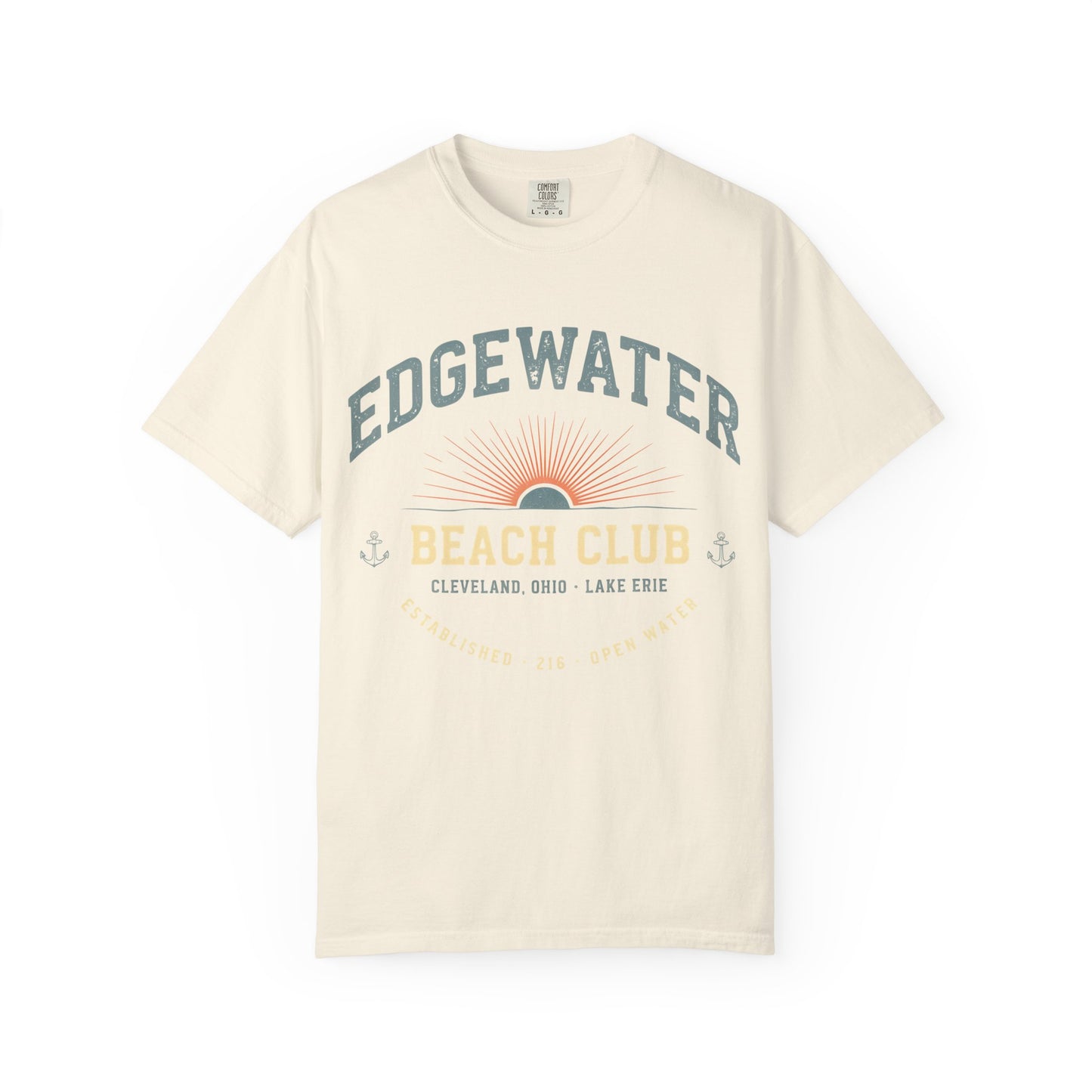 Edgewater Beach Club T-Shirt — Vintage Sunrise Lake Erie Graphic Tee