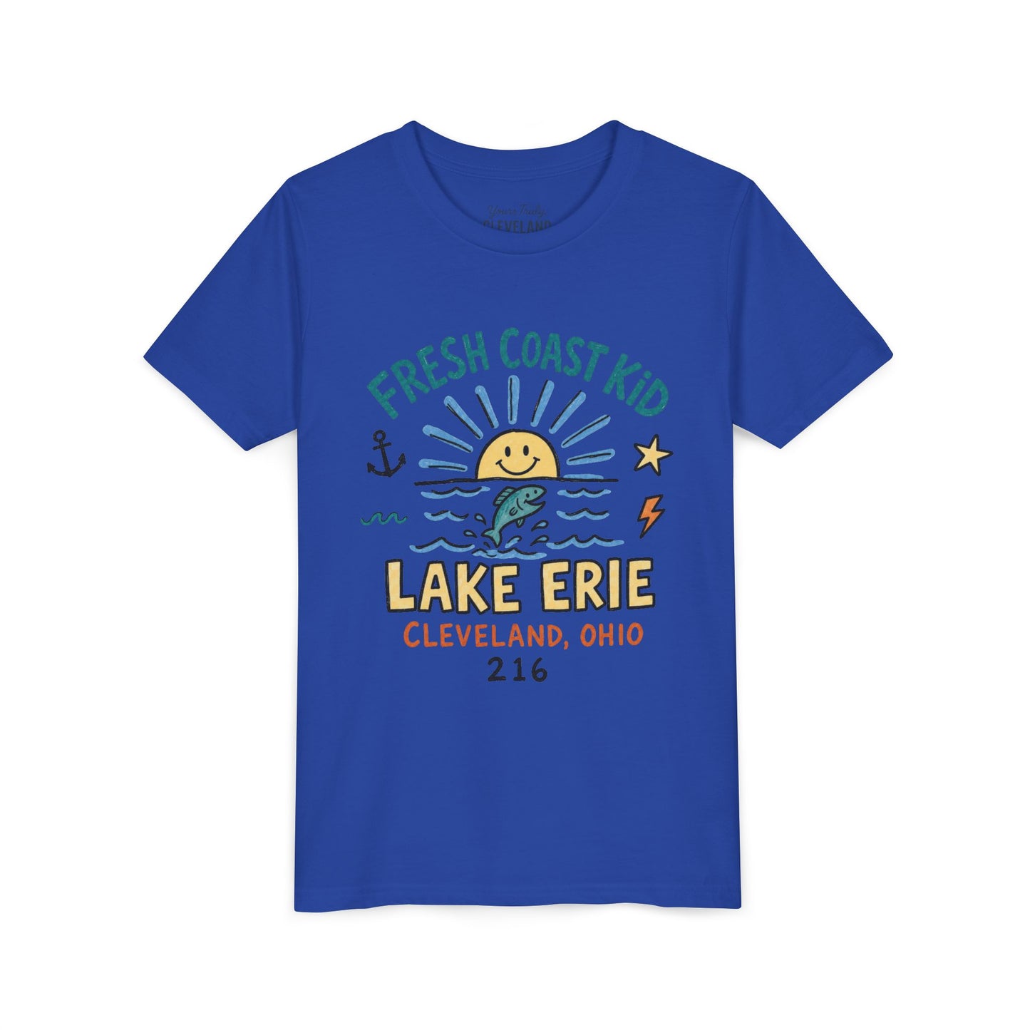 Fresh Coast Kid Youth Tee — Lake Erie Cleveland 216 Kids Graphic Shirt