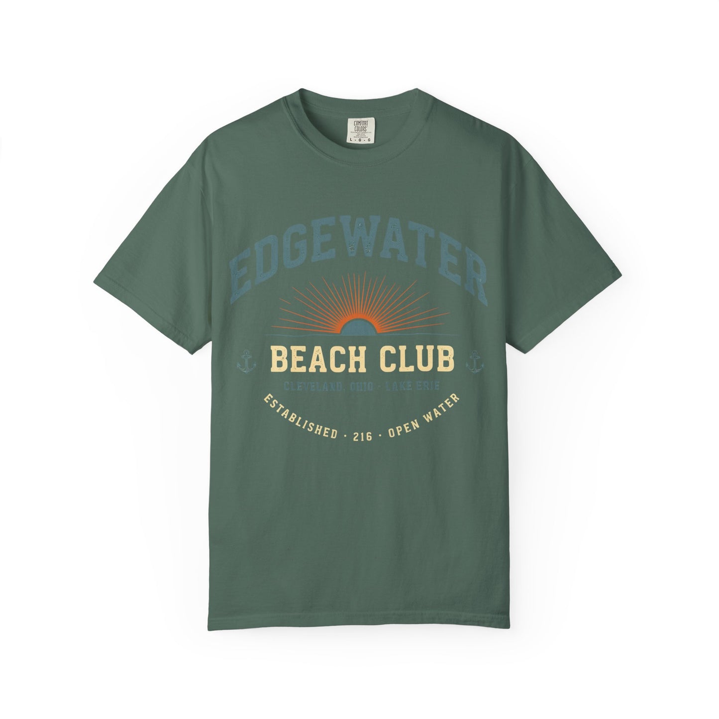Edgewater Beach Club T-Shirt — Vintage Sunrise Lake Erie Graphic Tee