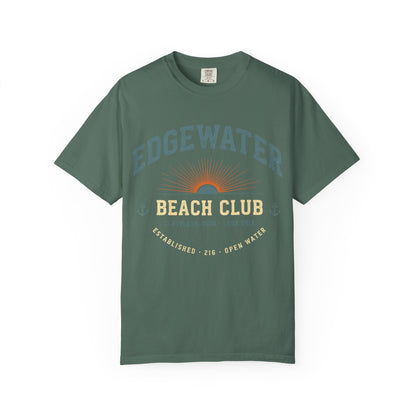 Edgewater Beach Club T-Shirt — Vintage Sunrise Lake Erie Graphic Tee