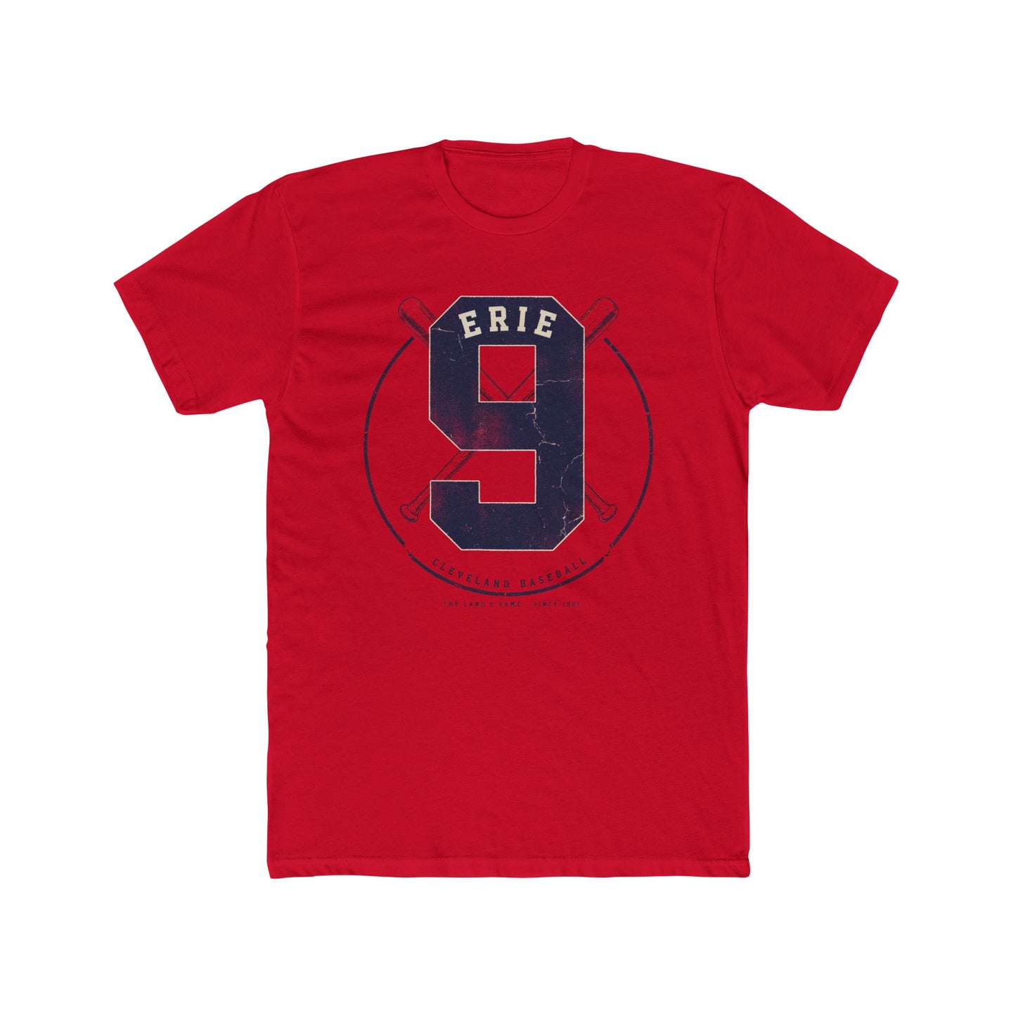 Erie 9 Baseball Tee — Cleveland Vintage Number Graphic