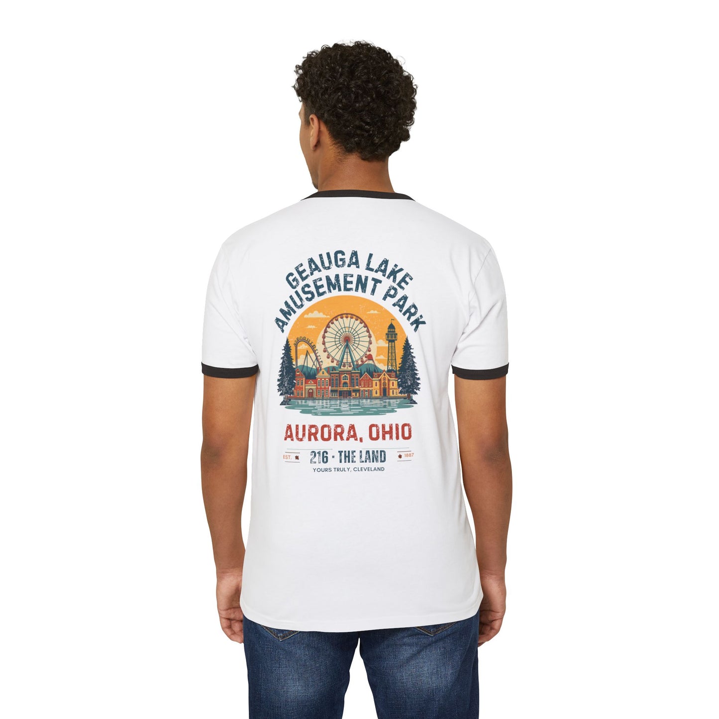 Ringer T-Shirt — Geauga Lake Amusement Park Aurora, Ohio Retro Ferris Wheel Tee