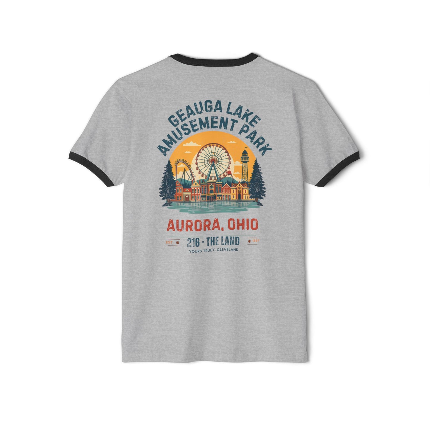 Ringer T-Shirt — Geauga Lake Amusement Park Aurora, Ohio Retro Ferris Wheel Tee