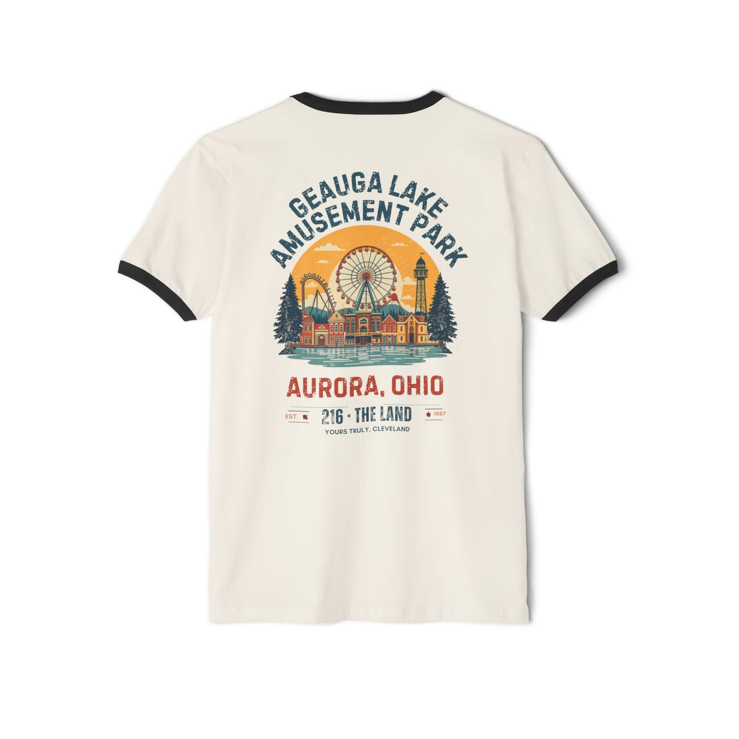 Ringer T-Shirt — Geauga Lake Amusement Park Aurora, Ohio Retro Ferris Wheel Tee