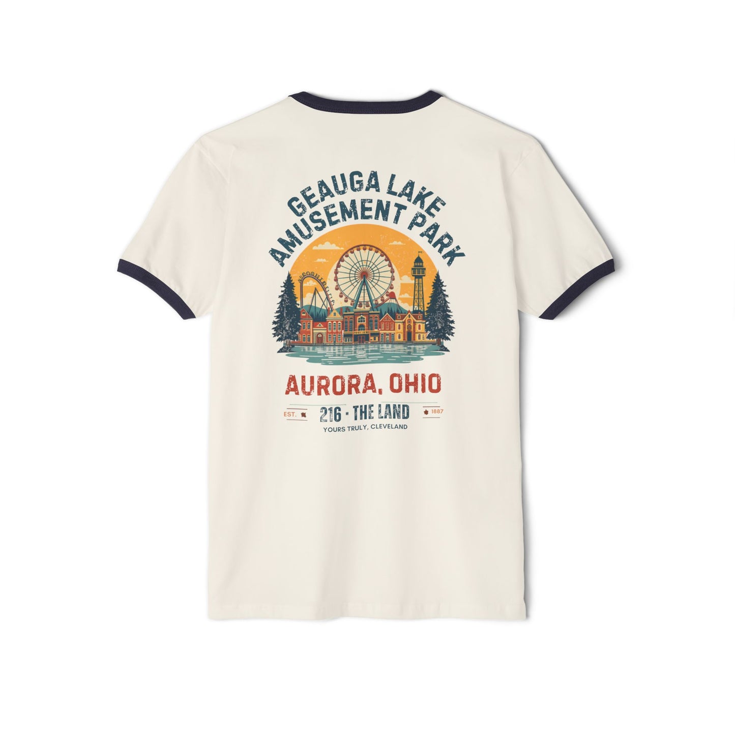 Ringer T-Shirt — Geauga Lake Amusement Park Aurora, Ohio Retro Ferris Wheel Tee
