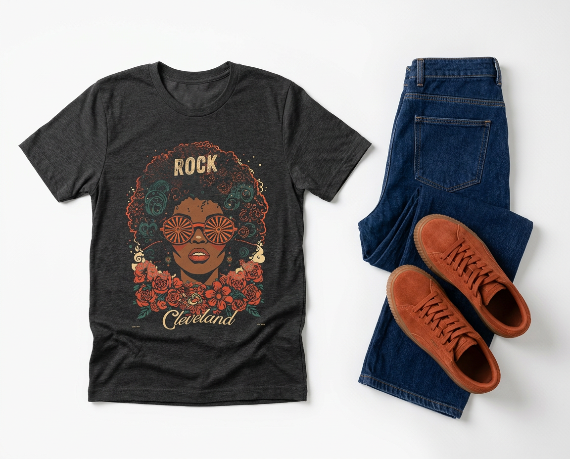 Rock Cleveland Retro Afro Floral Tee