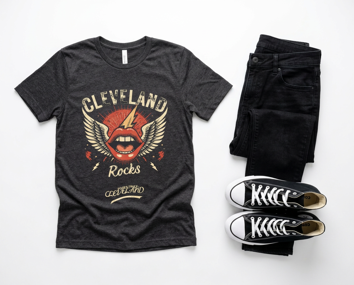 Cleveland Rocks Retro Winged Lips Tee
