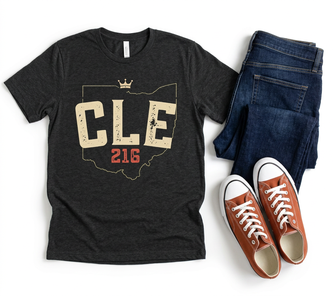 CLE 216 Ohio Outline Tri-Blend Tee
