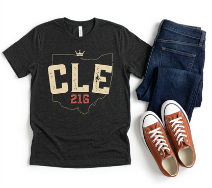 CLE 216 Ohio Outline Tri-Blend Tee