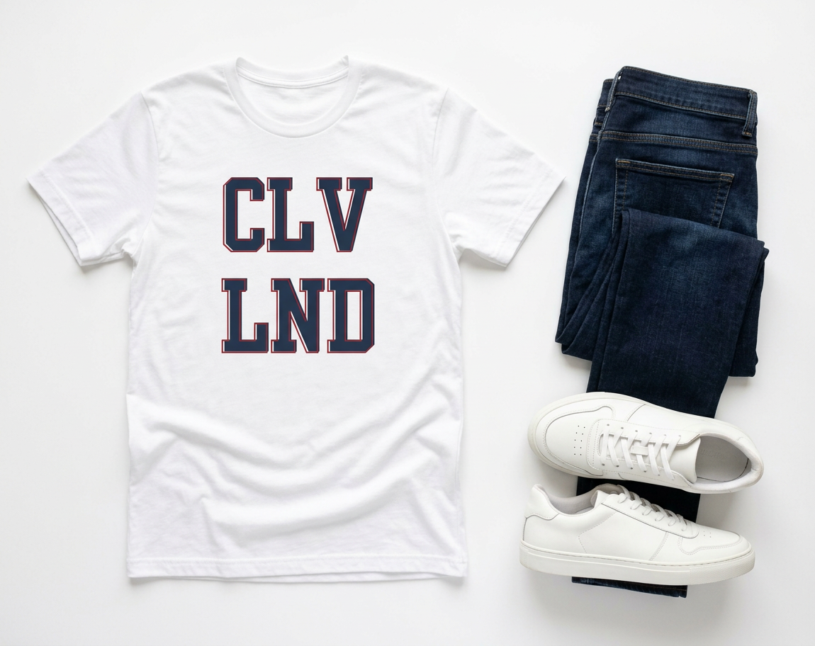 Cleveland Retro Block Letter T-Shirt — CLV LND Vintage City Tee