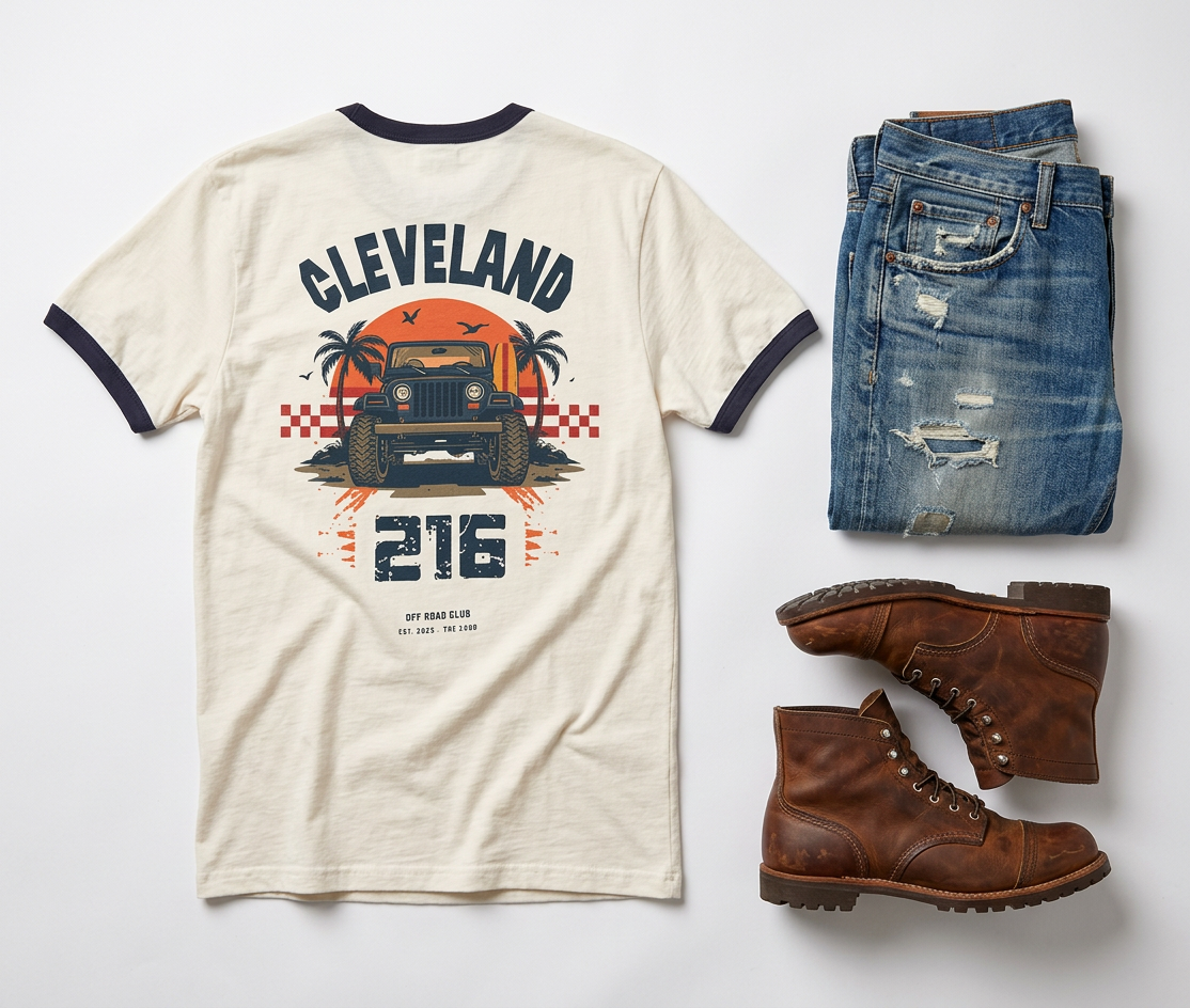 Cleveland 216 Vintage Truck Ringer Tee