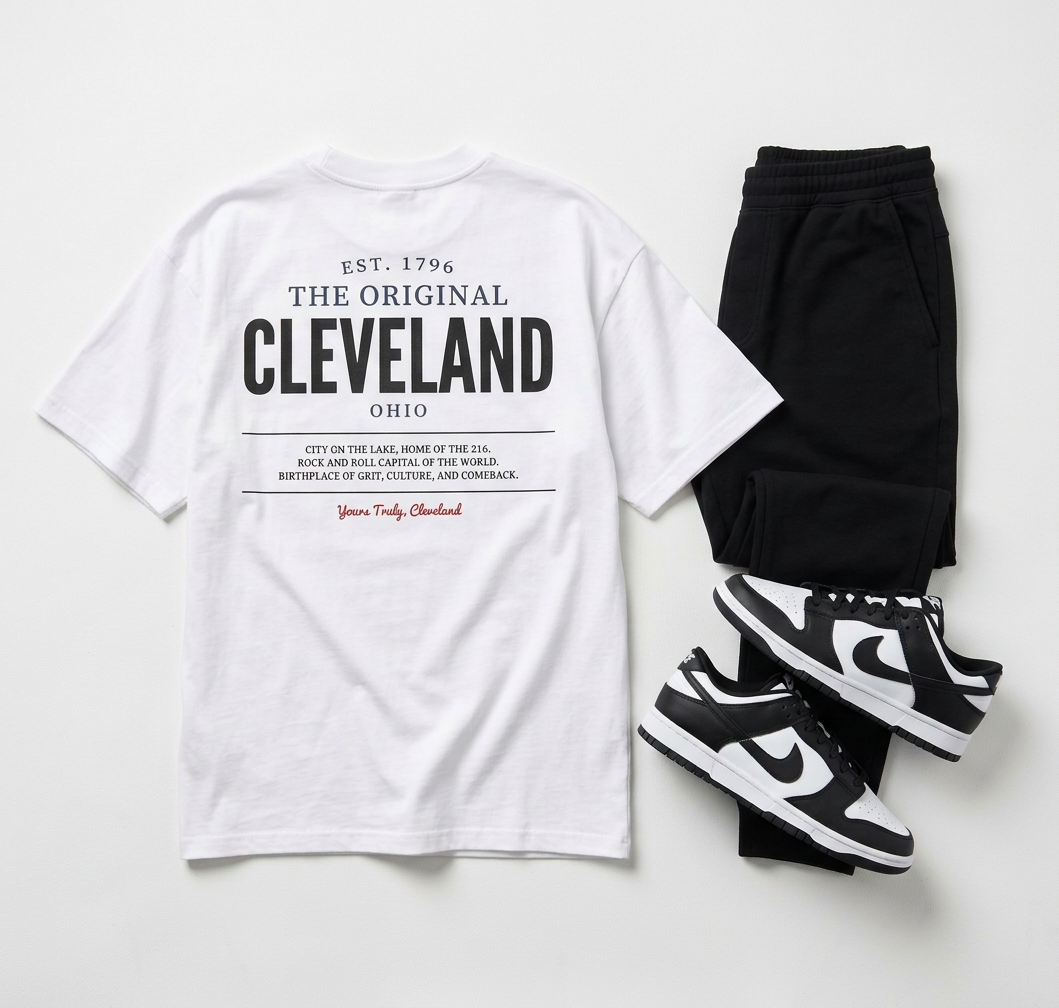 Cleveland Vintage Logo Oversized Tee — Premium Heavyweight