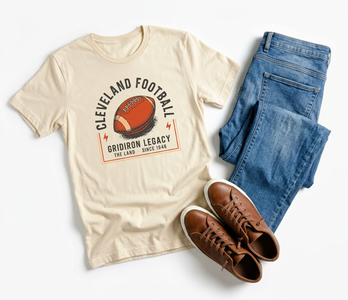 Cleveland Football Tee — "Gridiron Legacy" Retro Football Graphic Shirt