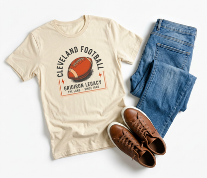 Cleveland Football Tee — "Gridiron Legacy" Retro Football Graphic Shirt