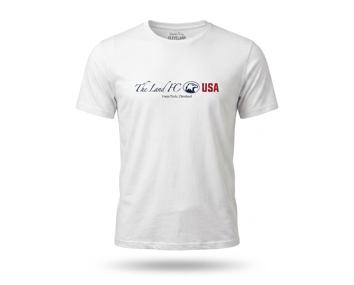 The Land FC Tee — Yours Truly Cleveland Soccer Chest Badge T-Shirt
