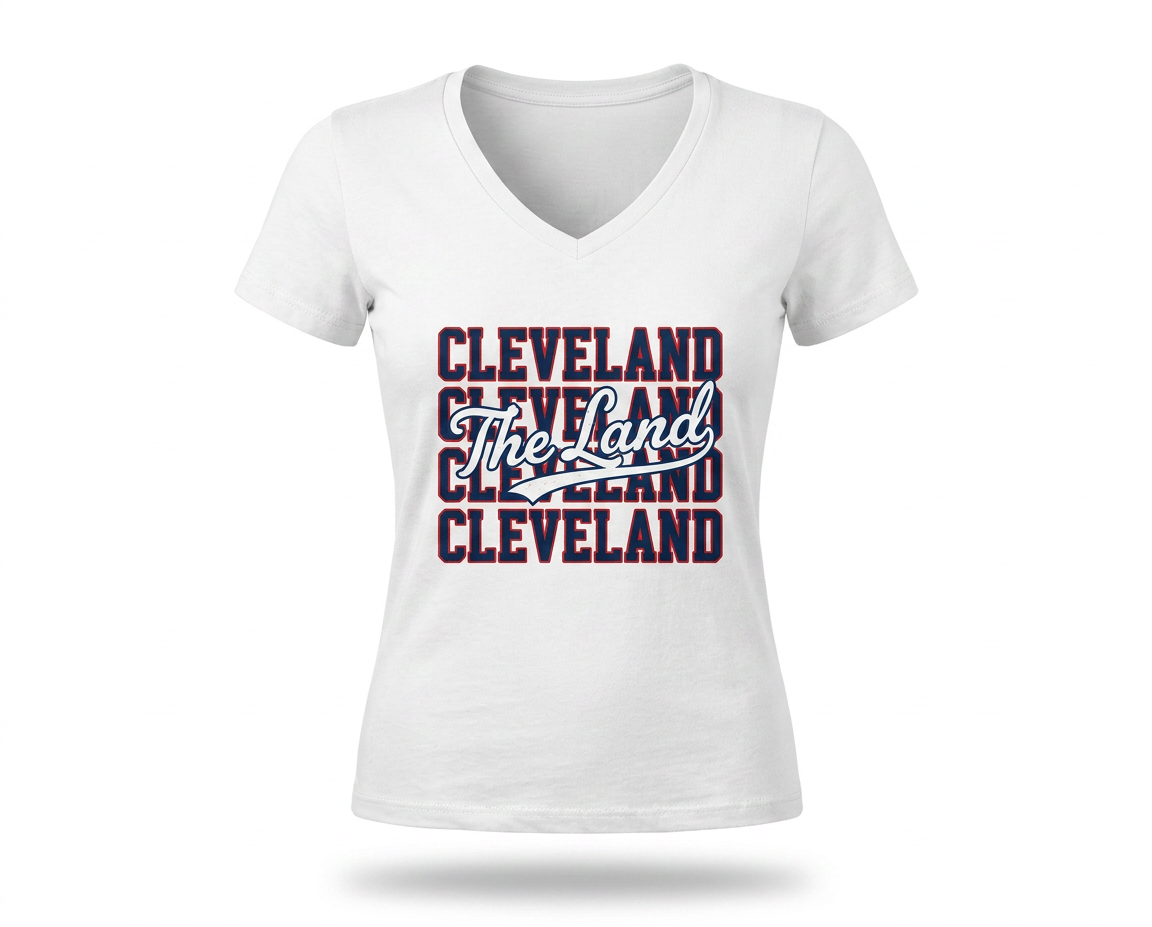Cleveland 'The Land' Women's V-Neck Tee — Stacked City Pride Shirt