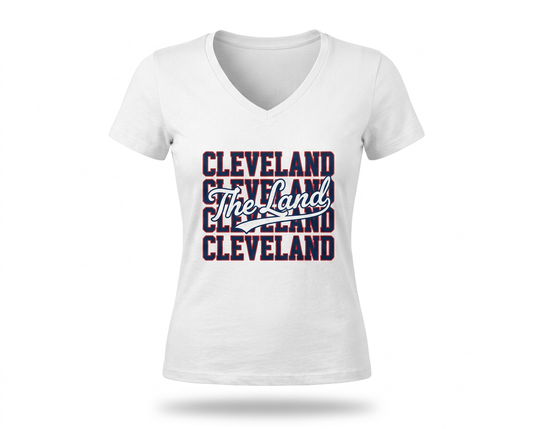 Cleveland 'The Land' Women's V-Neck Tee — Stacked City Pride Shirt