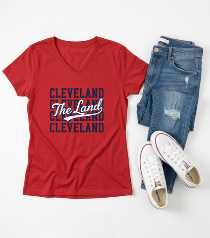 Cleveland 'The Land' Women's V-Neck Tee — Stacked City Pride Shirt