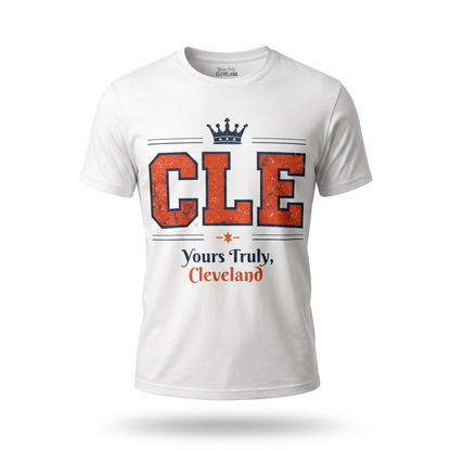 CLE Crown T‑Shirt — "Yours Truly, Cleveland" Retro City Tee