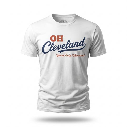 Cleveland Script Tee - "OH Cleveland" Retro City Pride Shirt