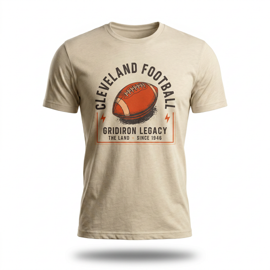 Cleveland Football Tee — "Gridiron Legacy" Retro Football Graphic Shirt
