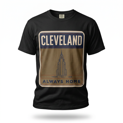 Cleveland Always Home T-Shirt — Retro Skyline Heritage Tee
