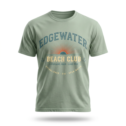 Edgewater Beach Club T-Shirt — Vintage Sunrise Lake Erie Graphic Tee