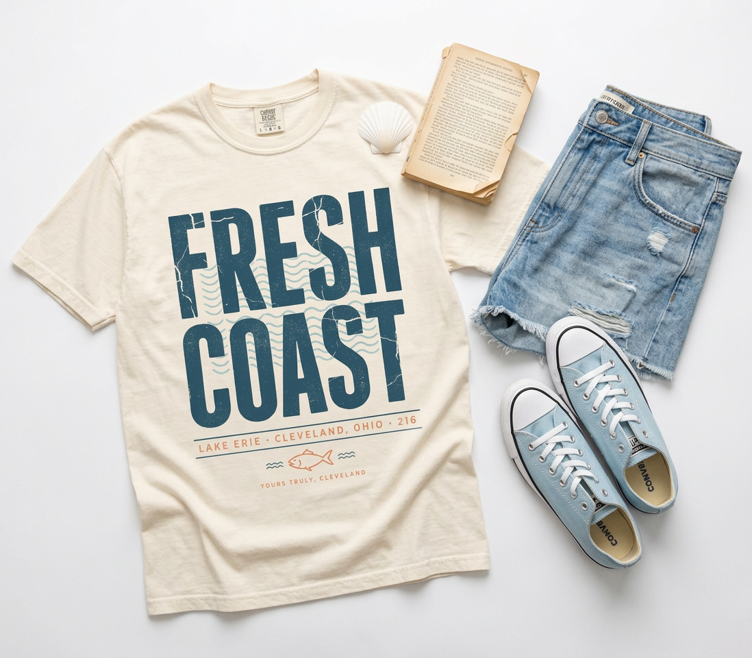 Fresh Coast Graphic T-Shirt — Cleveland Lake Erie Vintage Surf Tee