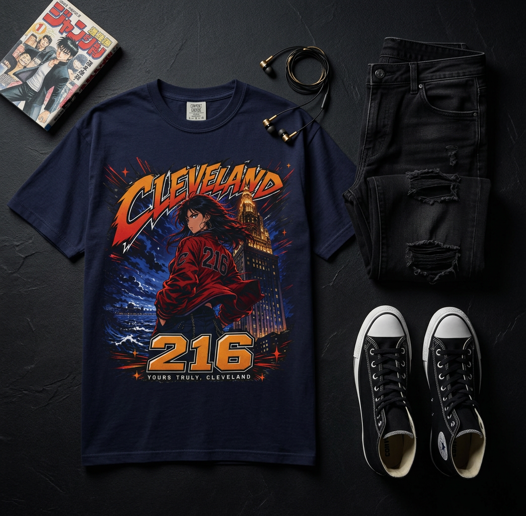 CLE: The Animation — Cleveland 216 Anime Graphic Tee