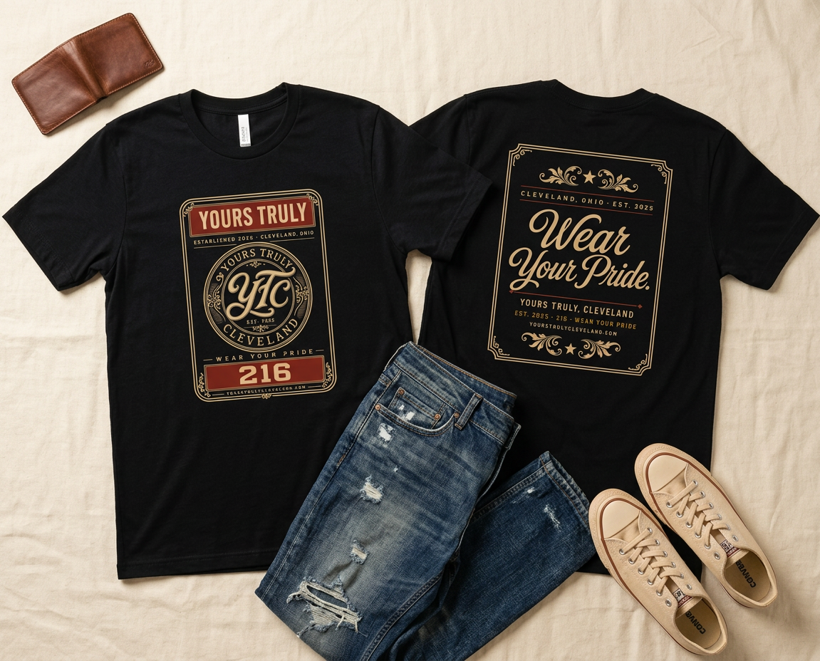 YTC Heritage Label Tee — Yours Truly Cleveland Ornate Graphic Shirt
