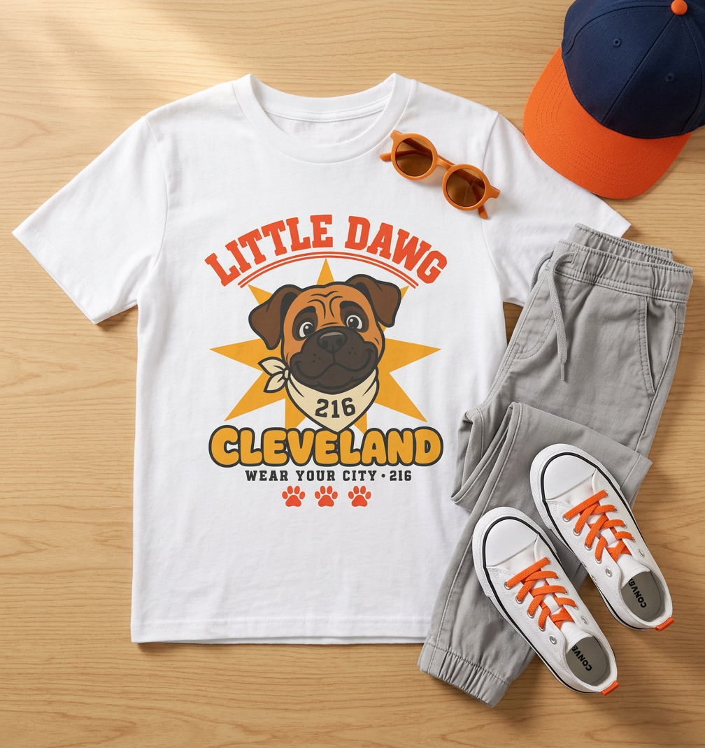 Little Dawg Youth Tee — Cleveland Kids Mascot Graphic Shirt