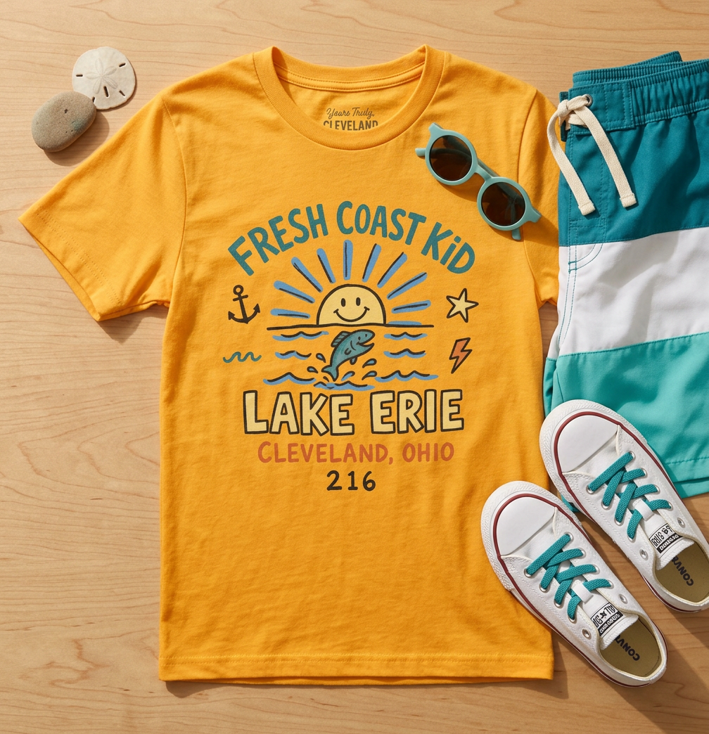 Fresh Coast Kid Youth Tee — Lake Erie Cleveland 216 Kids Graphic Shirt