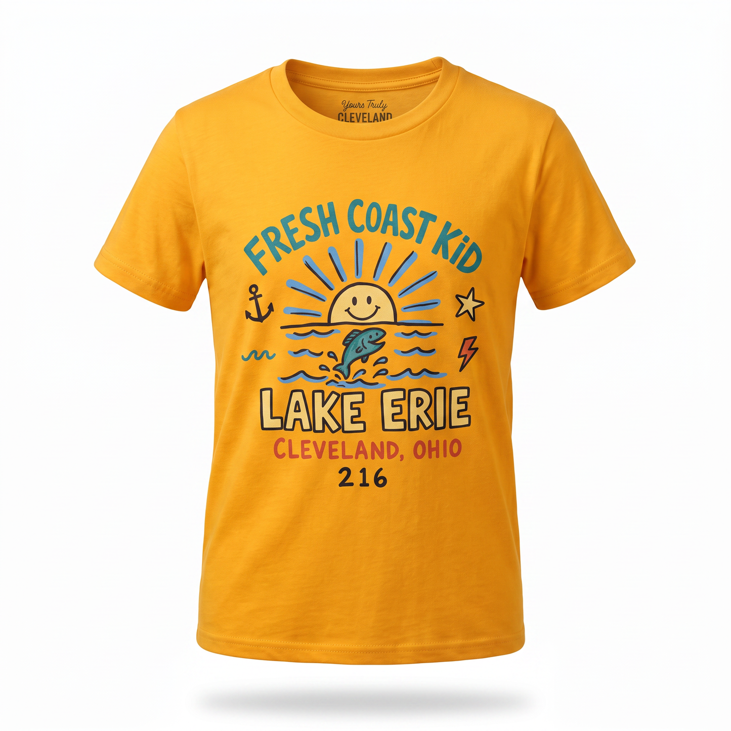 Fresh Coast Kid Youth Tee — Lake Erie Cleveland 216 Kids Graphic Shirt