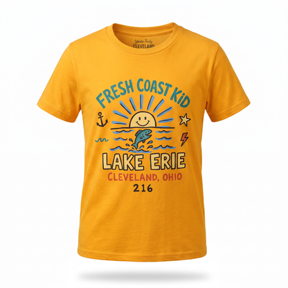 Fresh Coast Kid Youth Tee — Lake Erie Cleveland 216 Kids Graphic Shirt