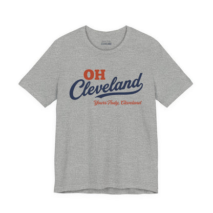 Cleveland Script Tee - "OH Cleveland" Retro City Pride Shirt