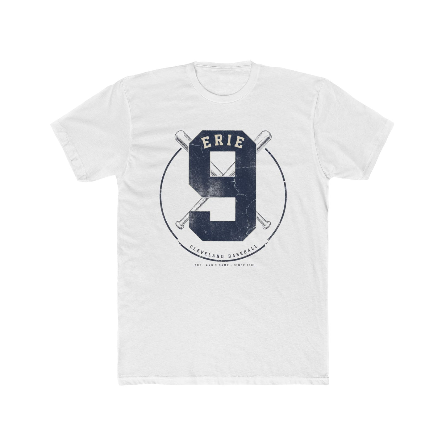 Erie 9 Baseball Tee — Cleveland Vintage Number Graphic