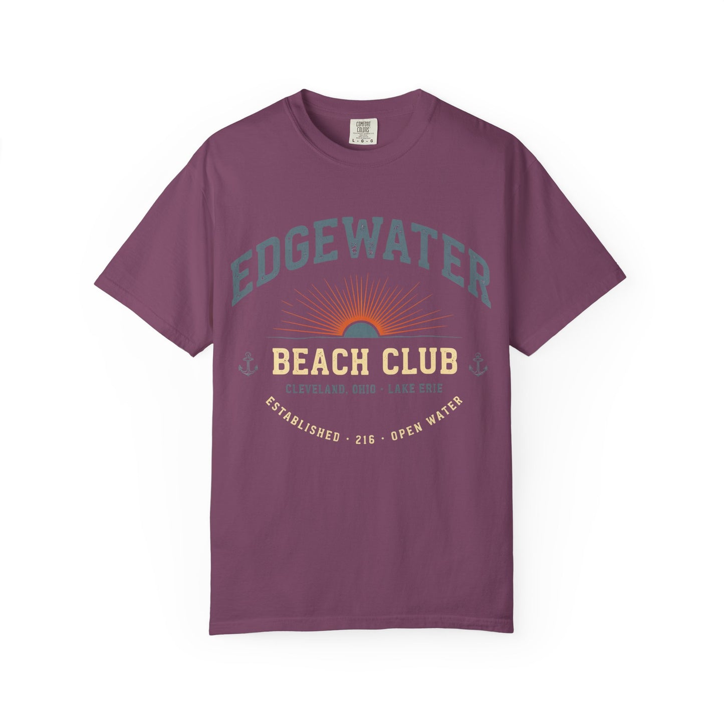 Edgewater Beach Club T-Shirt — Vintage Sunrise Lake Erie Graphic Tee