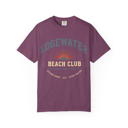 Edgewater Beach Club T-Shirt — Vintage Sunrise Lake Erie Graphic Tee