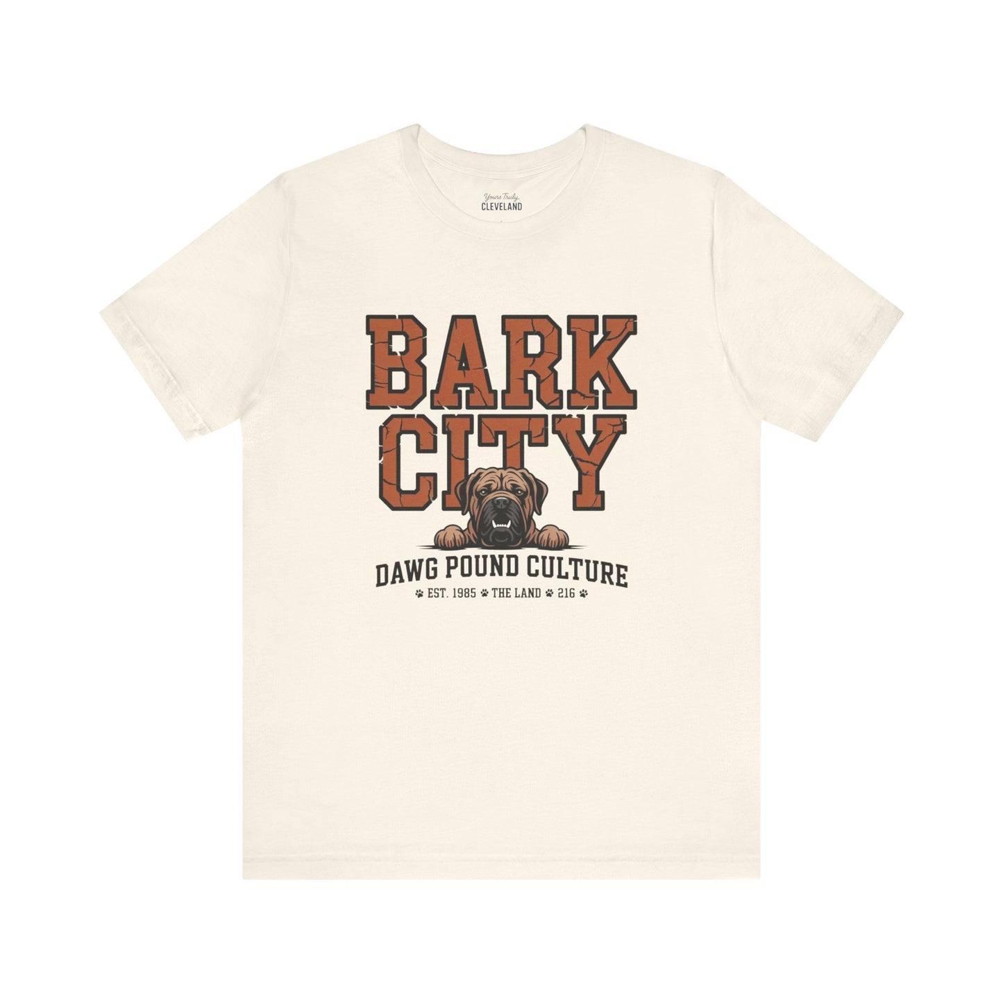 Dawg Pound Bark City Tee — Yours Truly Cleveland Football Script T-Shirt