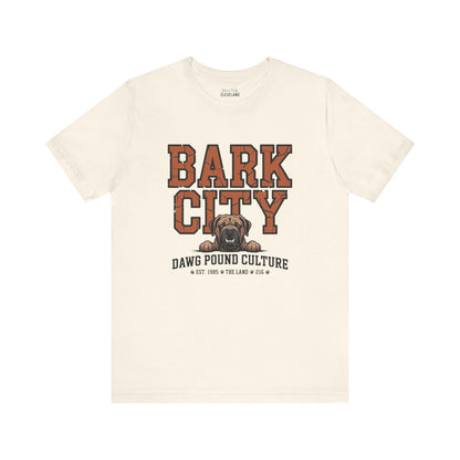 Dawg Pound Bark City Tee — Yours Truly Cleveland Football Script T-Shirt