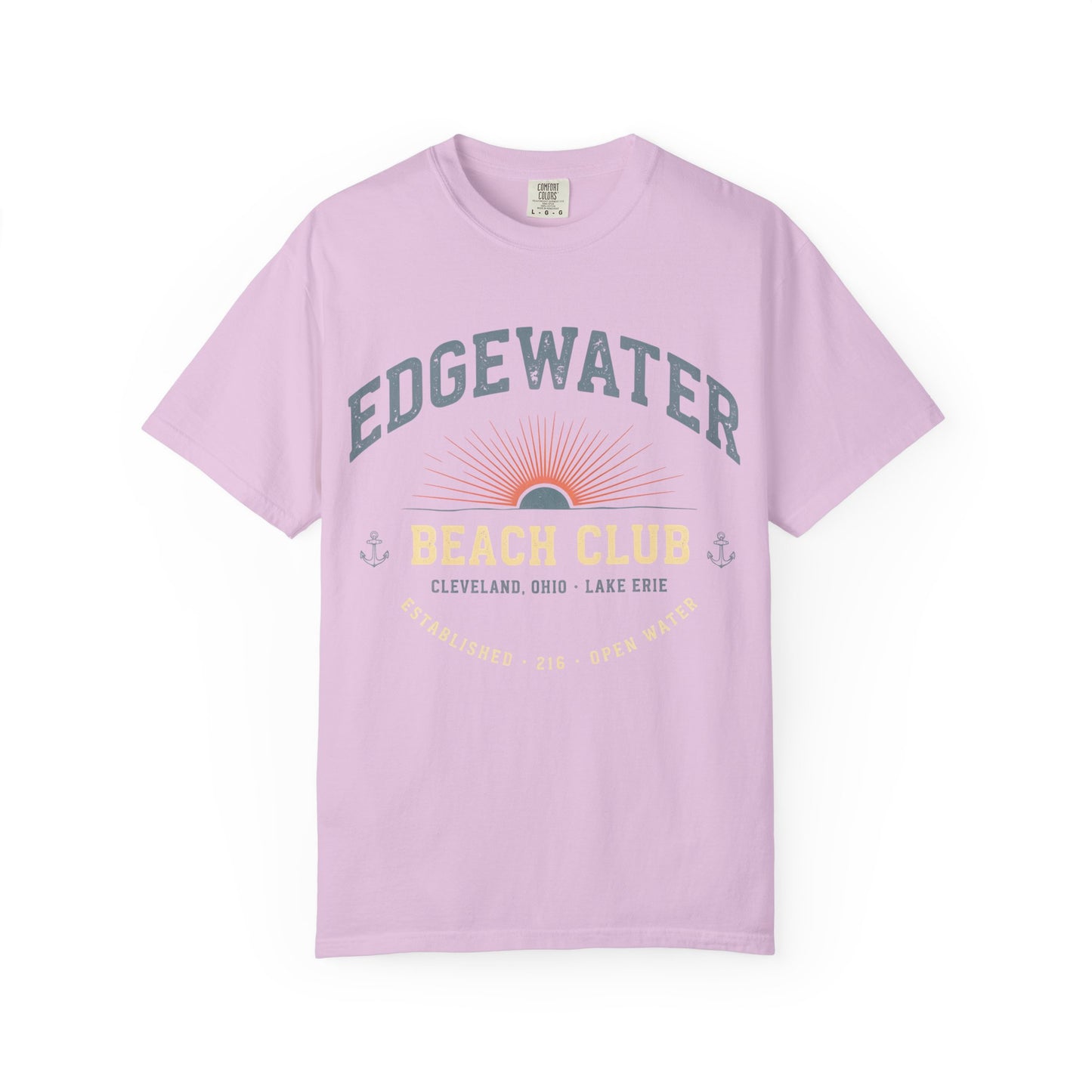 Edgewater Beach Club T-Shirt — Vintage Sunrise Lake Erie Graphic Tee